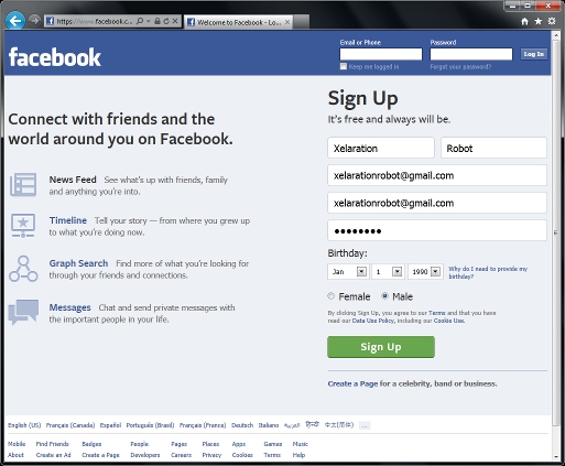 Sign Up Form Filled