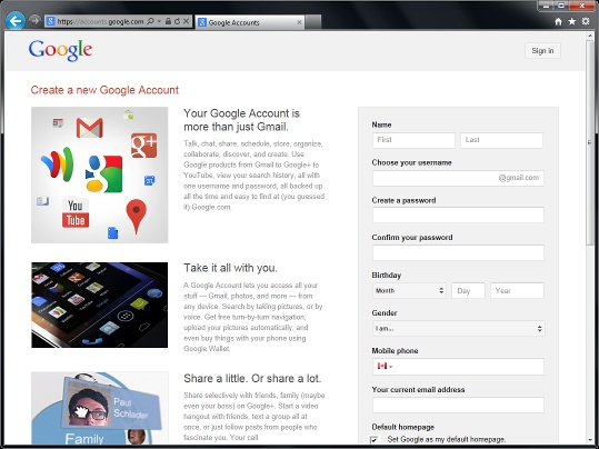 Gmail Account Creation