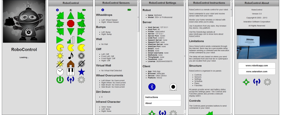 RoboControl Screens