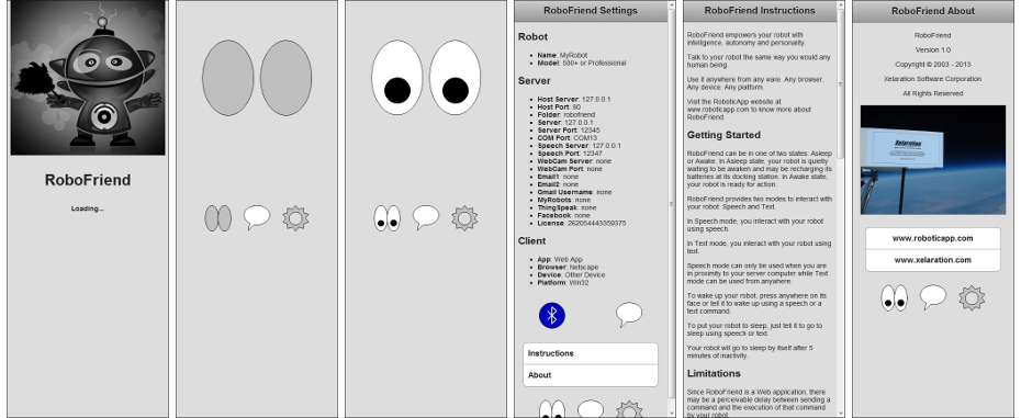 RoboFriend Screens