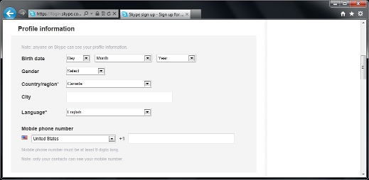 Create New Skype Account Profile