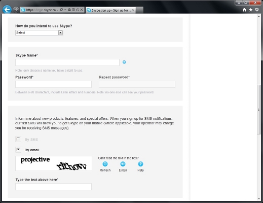 Create New Skype Account Profile