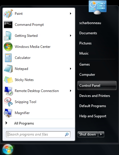Control Panel Start