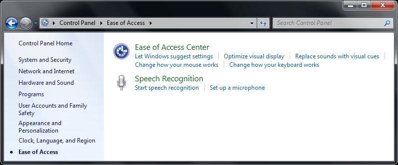 Ease of Access Window